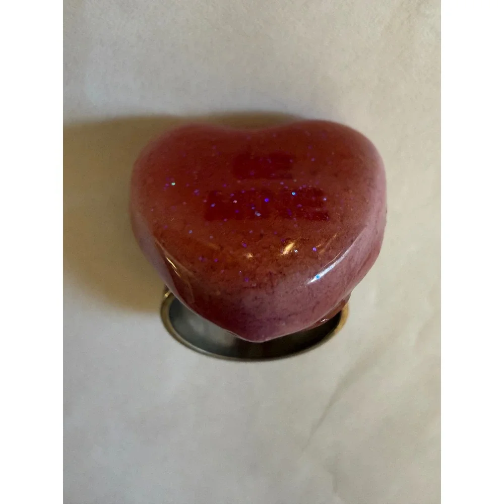Heart Be Mine Resin Glitter Ring‎ Statement Ring  Silver Tone size 6
